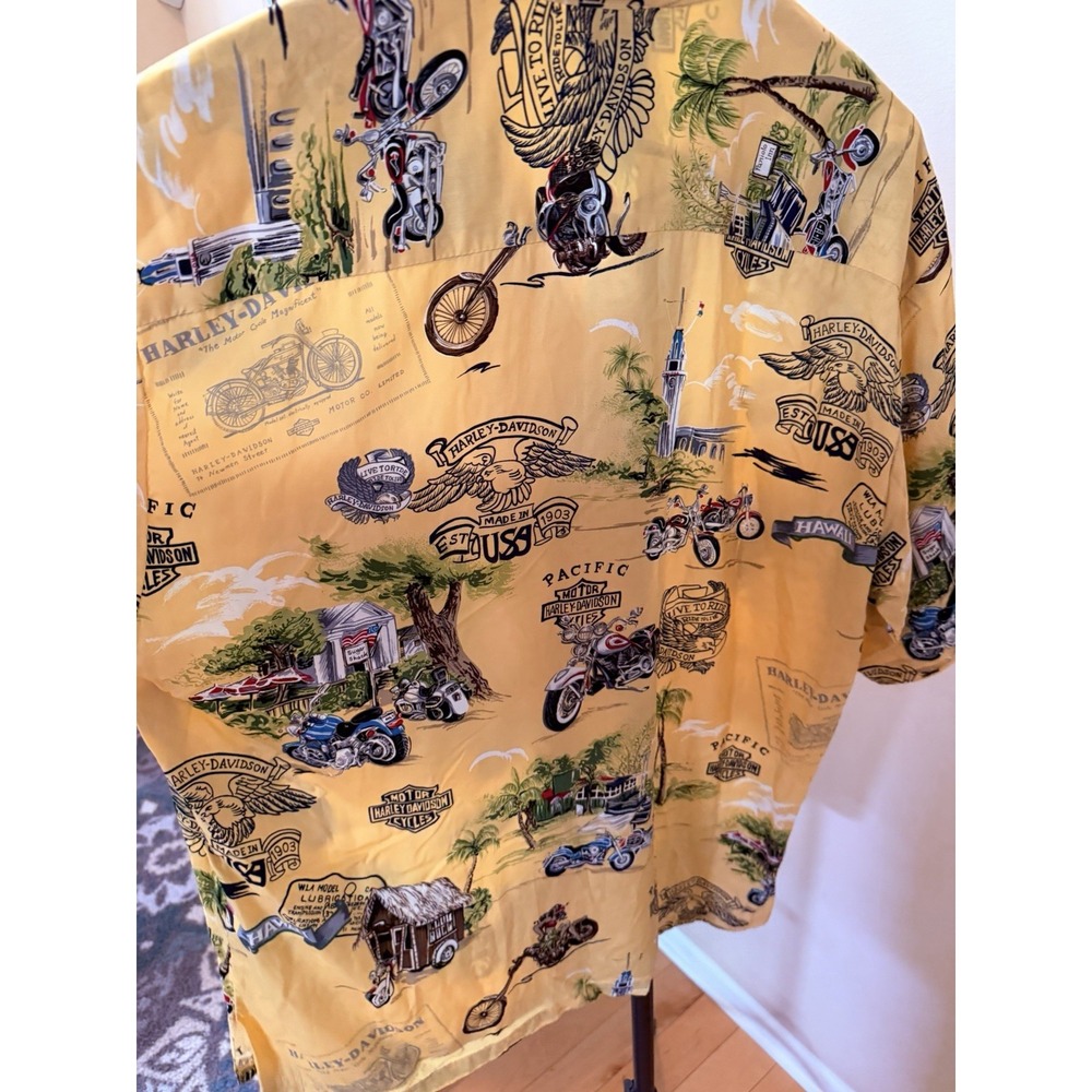 Harley Davidson Hawaiian Shirt XL 100% Viscose Made in Hawaii AS IS Large Rip - Picture 5 of 11